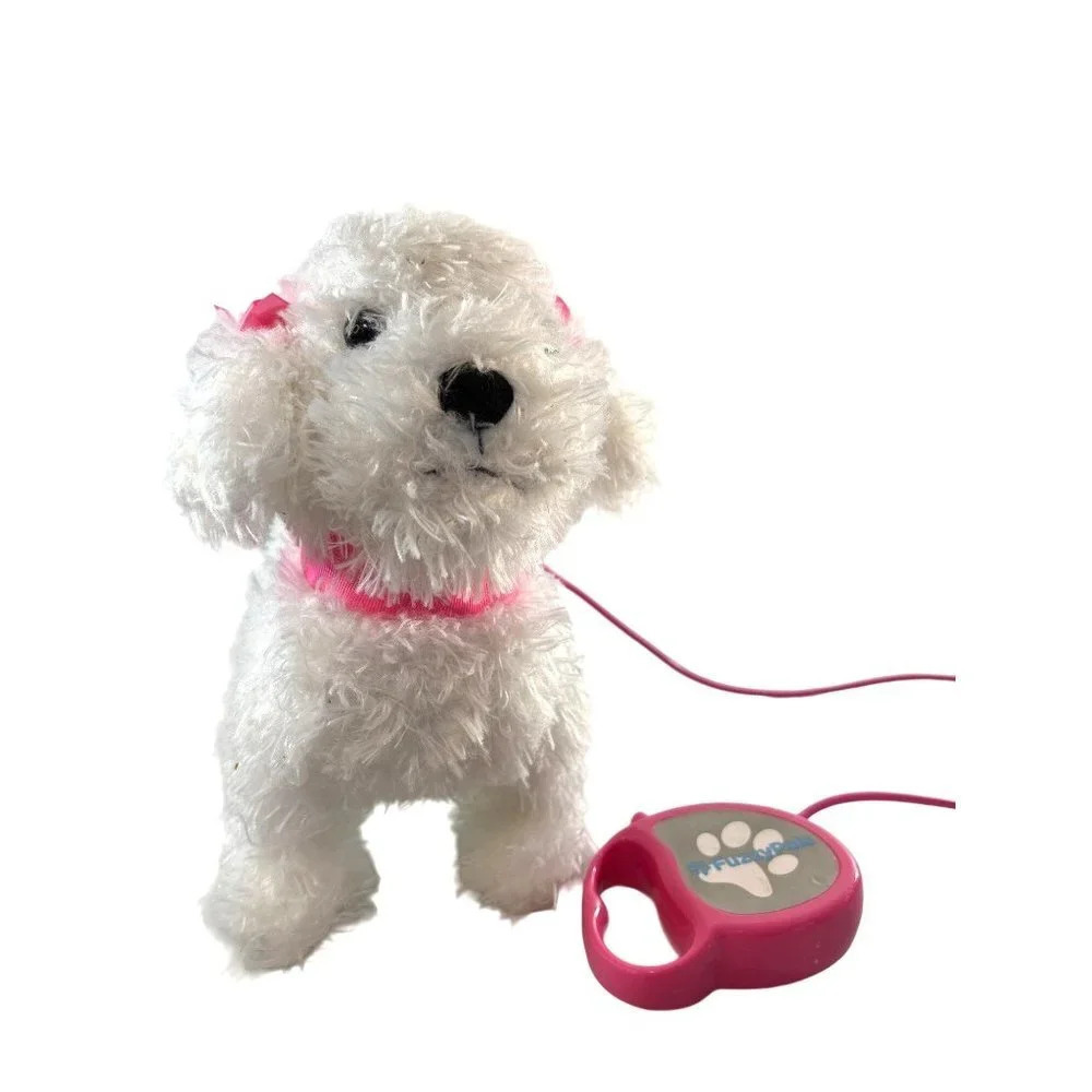 Meva Fuzzy Pals Walking/Barking/Panting Puppy Remote Control Leash White/Pink Ki